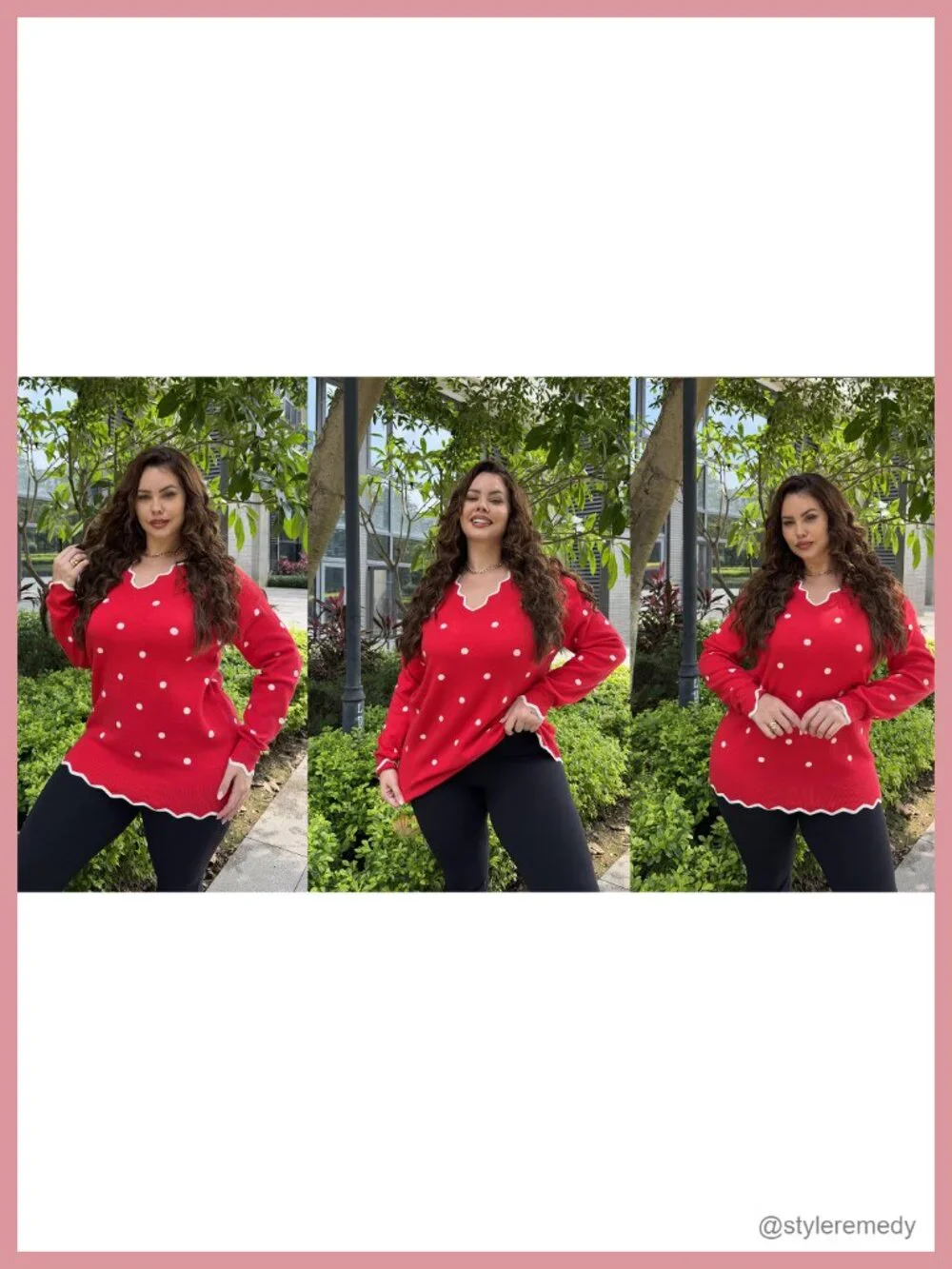 Plus Size Long Sleeve V-Neck Knit Pullover Sweater